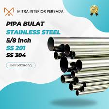 pipa stainless 5/8" sus 201 tebal 0.8mm tahan karat