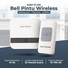 bell pintu wireless traffhome waterproof ip66 warna putih hitam bell pintu wireless doorbell waterproof