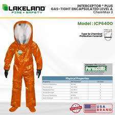 lakeland chemmax 3 icp640wo+icp640wb-setelan baju safety pelindung kimia hazmat suit level a anti uap & cairan