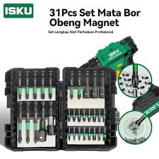 isku 31pcs set mata bor & obeng magnet - alat perbaikan profesional lengkap untuk tukang teknisi