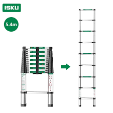 isku telescopic ladder alumunium 3.8 single telescopic ladder/3.8 meter tangga
