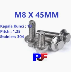 SS304 baut flange M8x45 (SUS304 A2-70 flange bolt stainless)