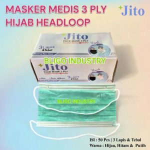 Masker Medis Hijab 3 Ply Headloop Mask Anti Debu Asap