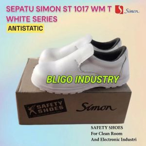 sepatu safety simon shoes type ST1017WMT white antistatic series