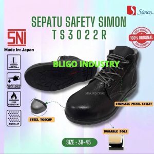 sepatu simon TS3022R steel toe cap safety shoes kulit sapi kualitas jepang