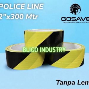 ice line 2 inch x 300 meter hitam kuning barricade garis polisi
