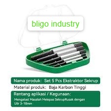 isku screw extractor set 5 pcs alat pembuka pencabut baut patah