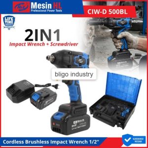 H&L CIW-D 500BL cordless brushless impact wrench + screwdriver 20v 1/" mesin baut baterai ciwwd500bl