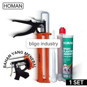 1 set homan lem beton angkur lem akar baja 360ml + lem tembak akar baja